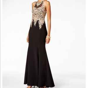 BLACK AND GOLD PROM DRESS